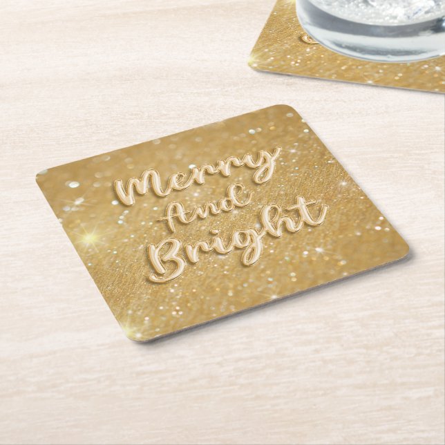 Eleganter Weihnachtsgold-Glitzer Rechteckiger Pappuntersetzer (angewinkelt)