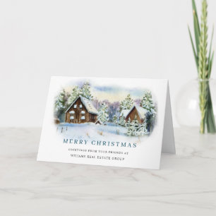 Eleganter Weihnachtsgruß mit Kiefern für Unternehm Feiertagskarte