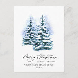 Eleganter Weihnachtsgruß mit Kiefern für Unternehm Postkarte