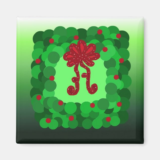 Eleganter Weihnachtskranz Magnet (Vorne)