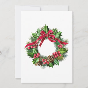 Eleganter Weihnachtskranz mit roter Schleife, Stec Einladung