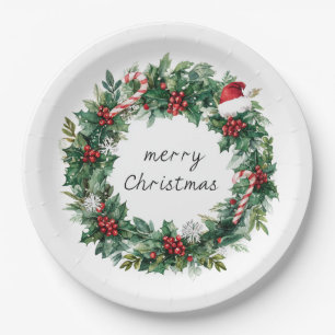 Eleganter Weihnachtskranz Papierplatten Pappteller