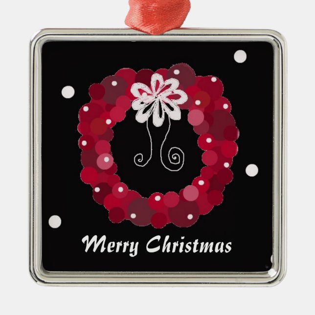 Eleganter Weihnachtskranz Silbernes Ornament (Vorne)