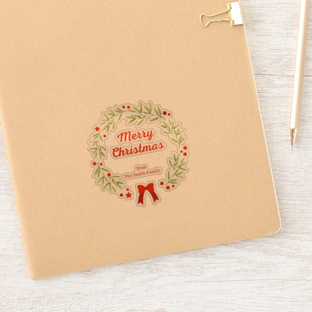 Eleganter Weihnachtskranz und Sterne Aufkleber (Notizbuch)
