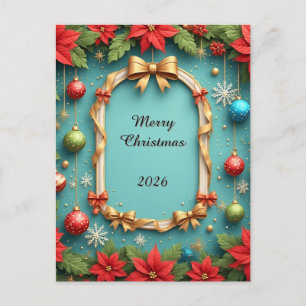 Eleganter Weihnachtskranz 🎄✨ Weihnachtsstern-Orna Postkarte