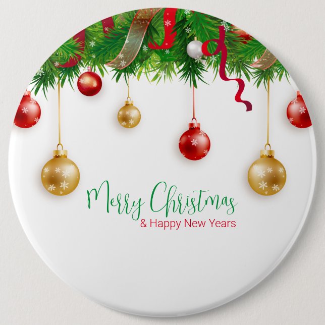 Eleganter Weihnachtskranzkarren mit Ornamenten Button (Vorderseite)