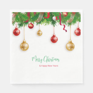 Eleganter Weihnachtskranzkarren mit Ornamenten Serviette