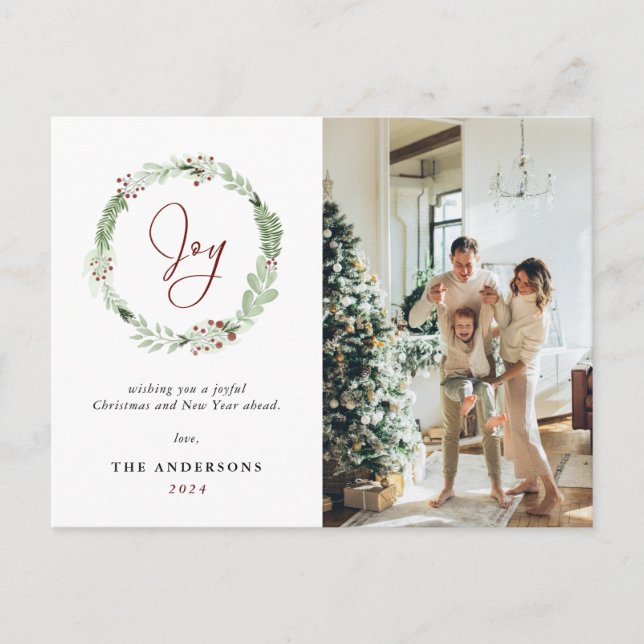 Eleganter Weihnachtskraut Joy Botanischer Feiertag Postkarte (Vorderseite)