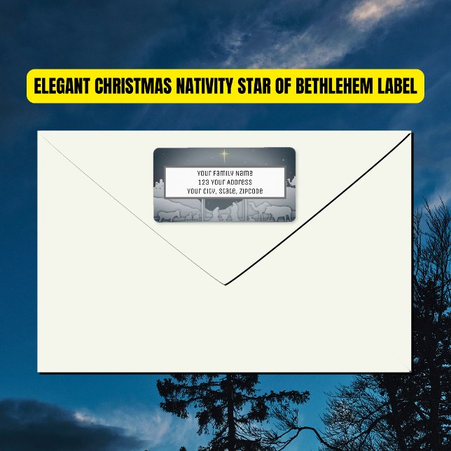 Eleganter Weihnachtskrippe-Star von Bethlehem Adressaufkleber (Elegant Christmas Nativity Star Of Bethlehem Return Address Labels)