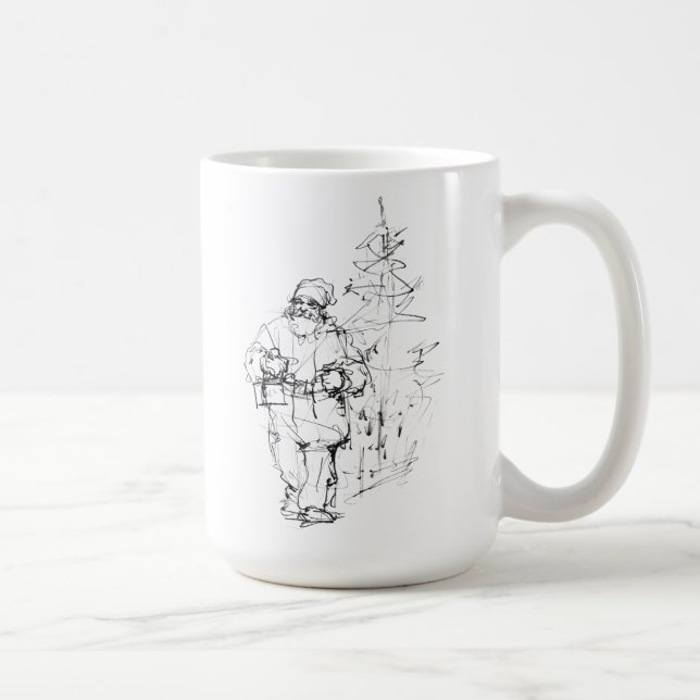 Eleganter Weihnachtsmann mit Geschenken bei Weihna Kaffeetasse (Rechts)
