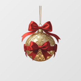 Eleganter Weihnachtsschmuck Beige und Rot Fensteraufkleber