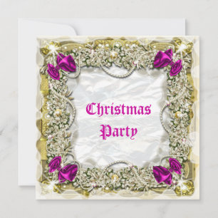 Eleganter Weihnachtsschnee pink weiß Einladung