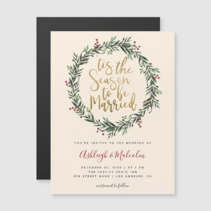 Eleganter Weihnachtsschrei The Season Wedding Magneteinladung