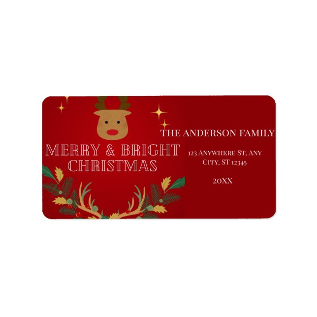 Eleganter Weihnachtsurlaub Adressaufkleber (Vorne)