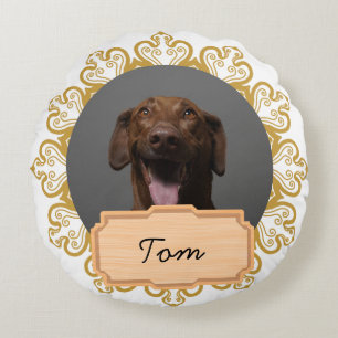 Eleganter Weihnachtsurlaub Custom Dog Foto Rundes Kissen
