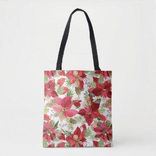Eleganter Weihnachtsurlaub Poinsettia Pine Cone Tasche