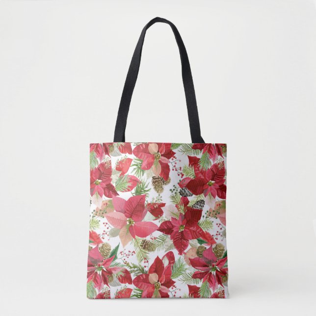 Eleganter Weihnachtsurlaub Poinsettia Pine Cone Tasche (Vorderseite)
