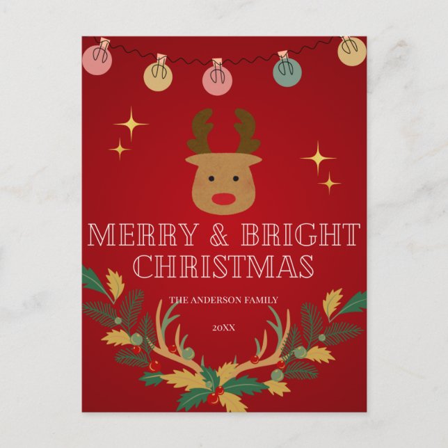 Eleganter Weihnachtsurlaub Postkarte (Vorderseite)