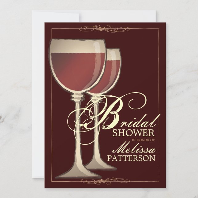 Eleganter Wein-Themed Brautparty-Einladung Einladung (Vorderseite)