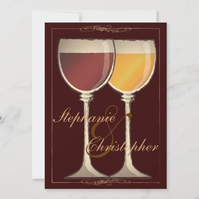Eleganter Wein-Themed Brautparty-Einladung Einladung (Vorderseite)