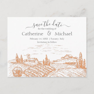 Eleganter Weingarten Hochzeit Sichern Datum Ankünd Postkarte