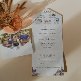 Eleganter Weinkeller und Weine auf einer Hochzeit All In One Einladung