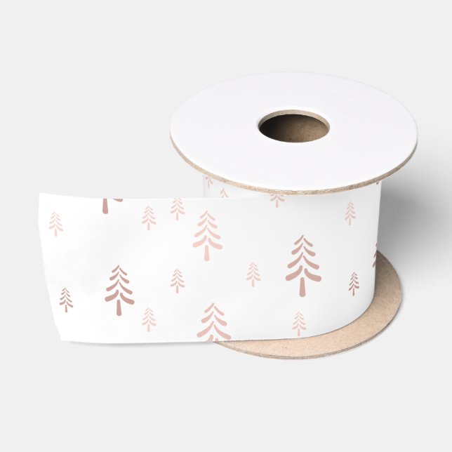 Eleganter Weiß Rosa Weihnachtsbaum Satinband (Spule)
