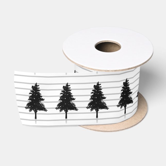 Eleganter Weiß- und Schwarzer Weihnachtsbaum Satinband (Spule)