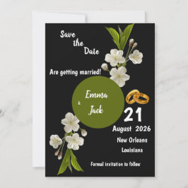 Eleganter Weißblütenzweig Save the Date Blumenzwei