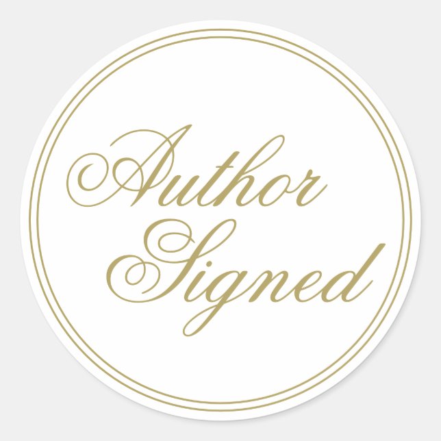 Eleganter weißer Autor unterschrieben Runder Aufkleber (Vorderseite)