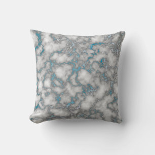 Eleganter weißer Blaue Marmor Kissen