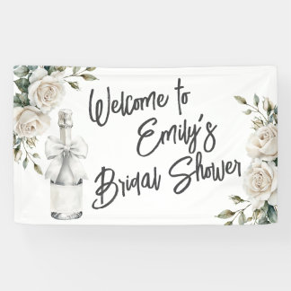 Eleganter Weißer Blumenbrunch und Bubbly Banner