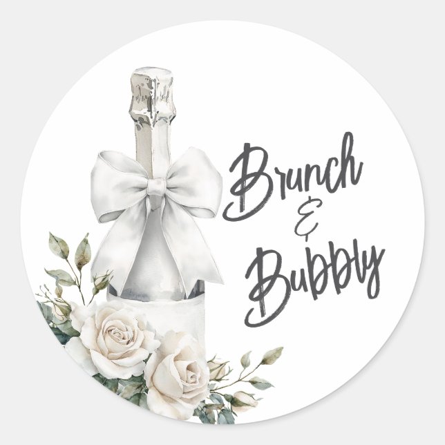 Eleganter Weißer Blumenbrunch und Bubbly Stickers (Vorderseite)