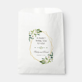 Eleganter weißer Blumengoldrahmen DANK Geschenktütchen