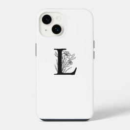 ELEGANTER WEISSER BLUMENMONOGRAMM-SCHREIBEN L-DESI iPhone 14 HÜLLE