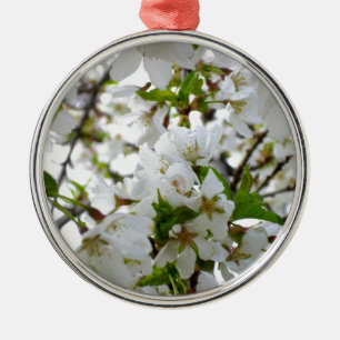 Eleganter weißer Blütenbaum Silbernes Ornament