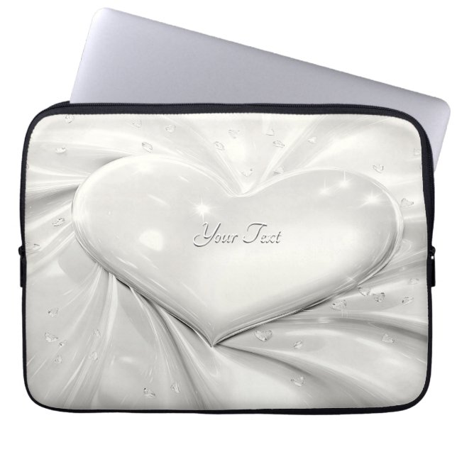 Eleganter, weißer cremefarbener Laptop-Sieb Laptopschutzhülle (Vorderseite)