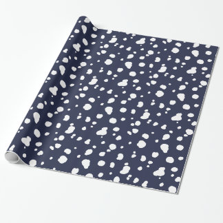 Eleganter Weißer Dalmatiner Spots und Marine Geschenkpapier