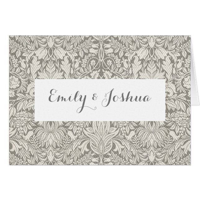 eleganter weißer Damast-Spitzenbrokat (Vorderseite (Horizontal))