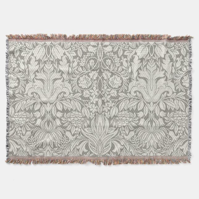 eleganter weißer Damast-Spitzenbrokat Decke (Vorderseite)