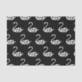 Eleganter Weißer Diamant Schwan auf schwarzem Hint Seidenpapier