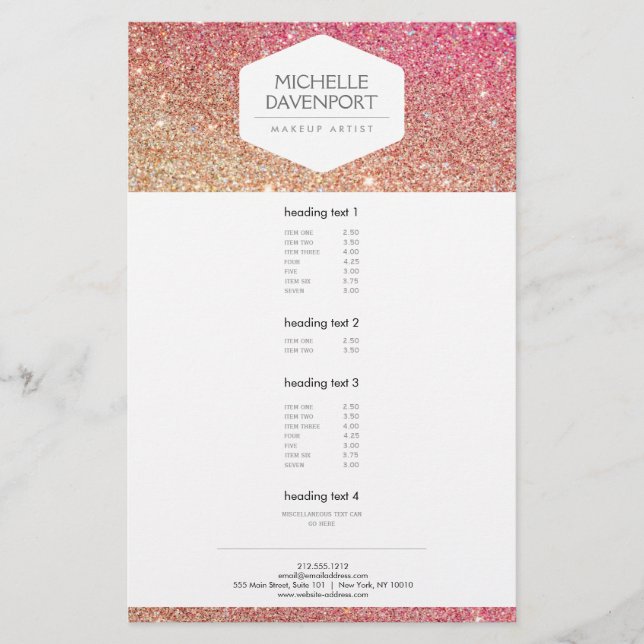 ELEGANTER WEISSER EMBLEM BRONZE/PINK OMBRE GLITZER FLYER (Vorne)