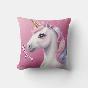 Eleganter Weißer Glitzer Einhorn Personalisiert Kissen