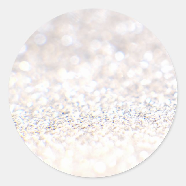 Eleganter Weißer Glitzer Runder Aufkleber (Vorderseite)