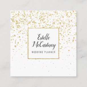 Eleganter, weißer Glitzer-schicker Hochzeitsplaner Quadratische Visitenkarte