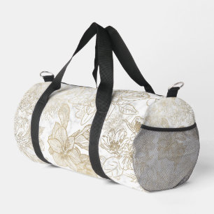 Eleganter weißer Goldmarmor mit Blumen Duffle Bag