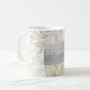 Eleganter, weißer Goldmarmor mit Blumen Kaffeetasse