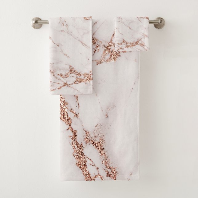 Eleganter, weißer, grauer Rose, Goldmarmor aus Gli Badhandtuch Set (Insitu)
