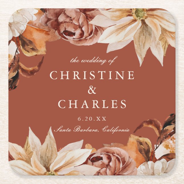 Eleganter Weißer Herbst Rechteckiger Pappuntersetzer (Vorderseite)