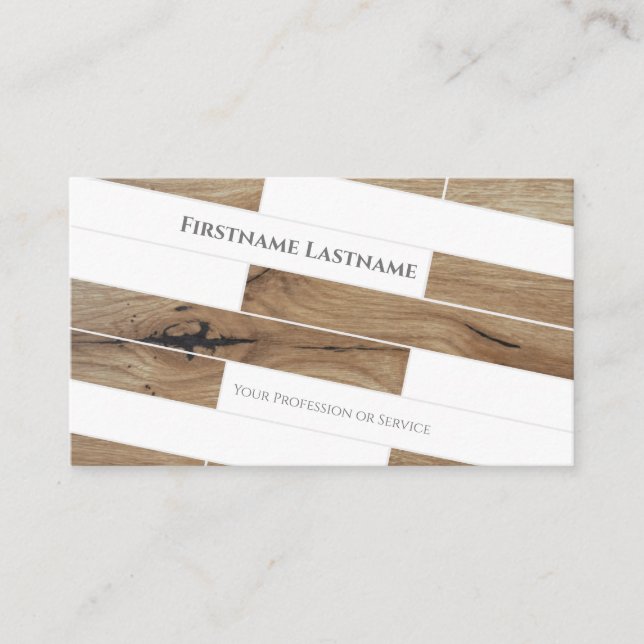 Eleganter, weißer Holzparkett mit minimalistischem Visitenkarte (Vorderseite)